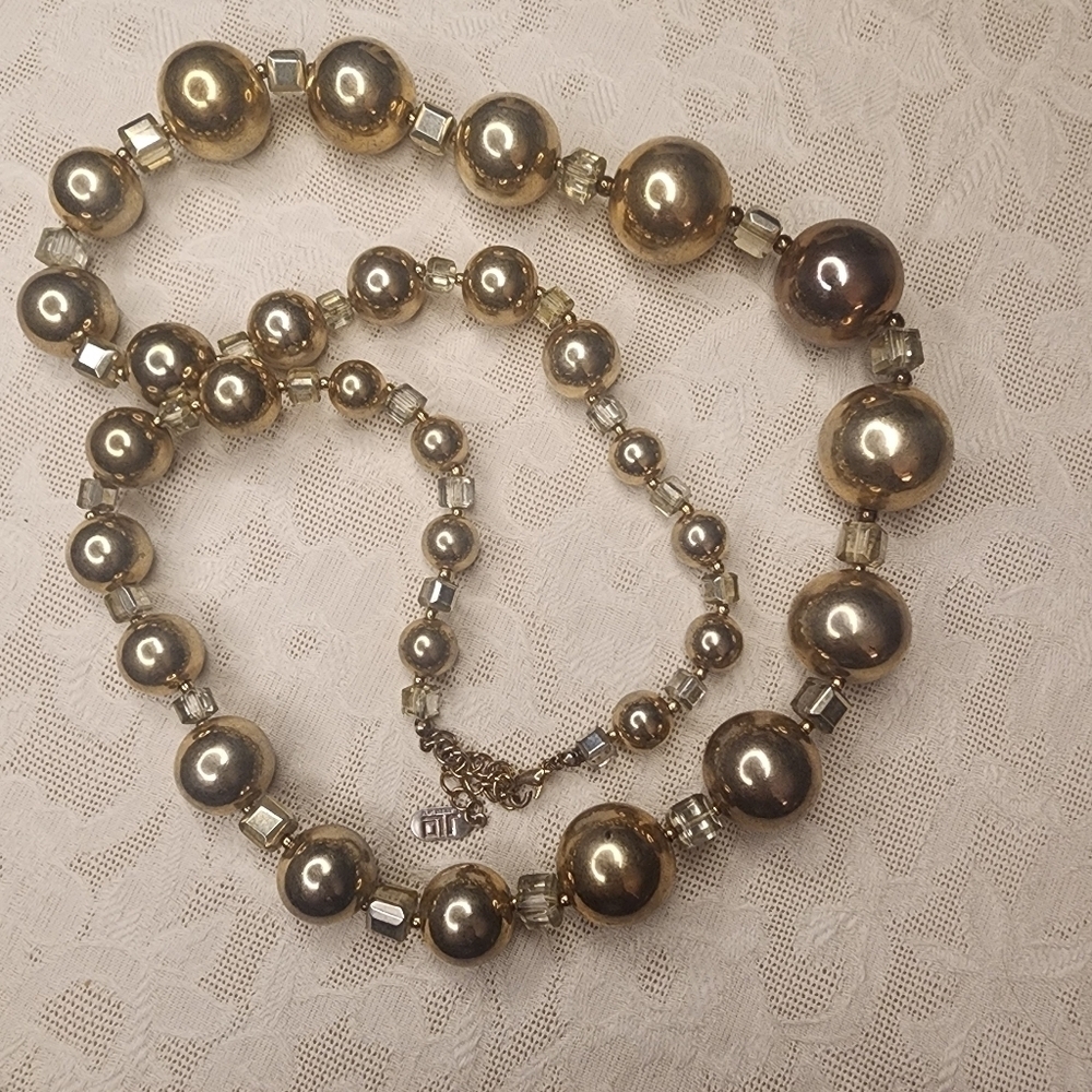 Jennifer Lopez Statement Necklace, 33" Long.  Champaign Gold Tone